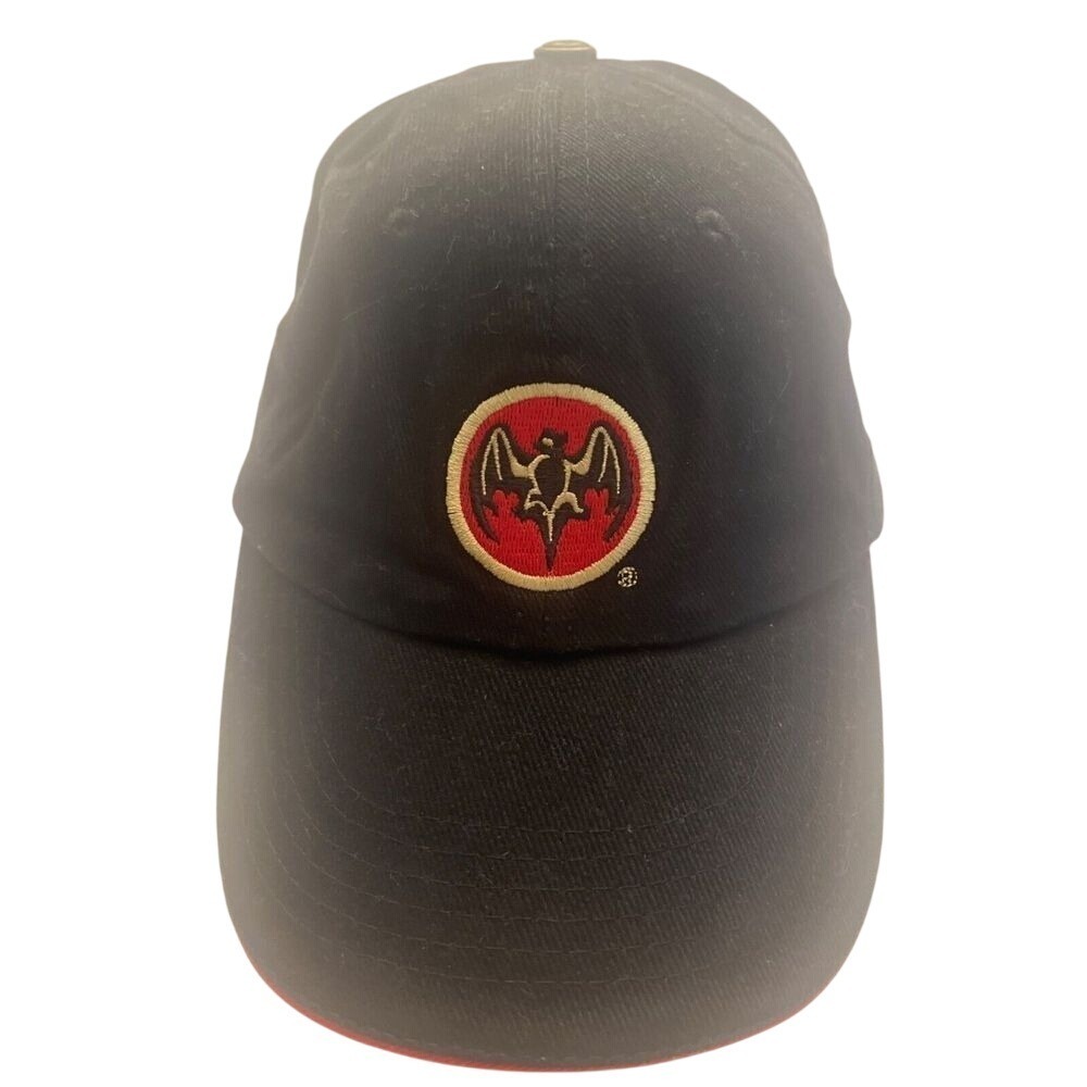 Black‎ Bacardi Rum Embroidered Logo Baseball Cap Hat Hook & Loop Adjustable Size